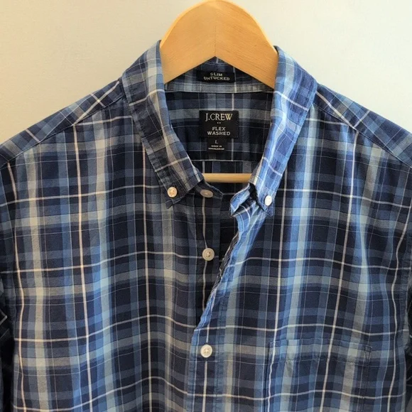 J. Crew Men's Large Slim Untucked Flex Washed Long Sleeve Shirt Style #BI051 - Picture 1 of 15